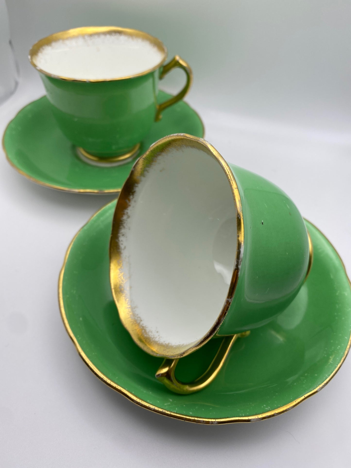 Paragon Green & Gold Bone China Tea Cup Set (Hammersley)