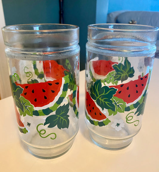 Anchor Hocking Watermelon Jelly Jar Glasses (1970s)