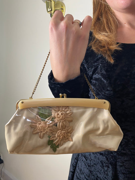 1960s Vinyl Floral Clutch