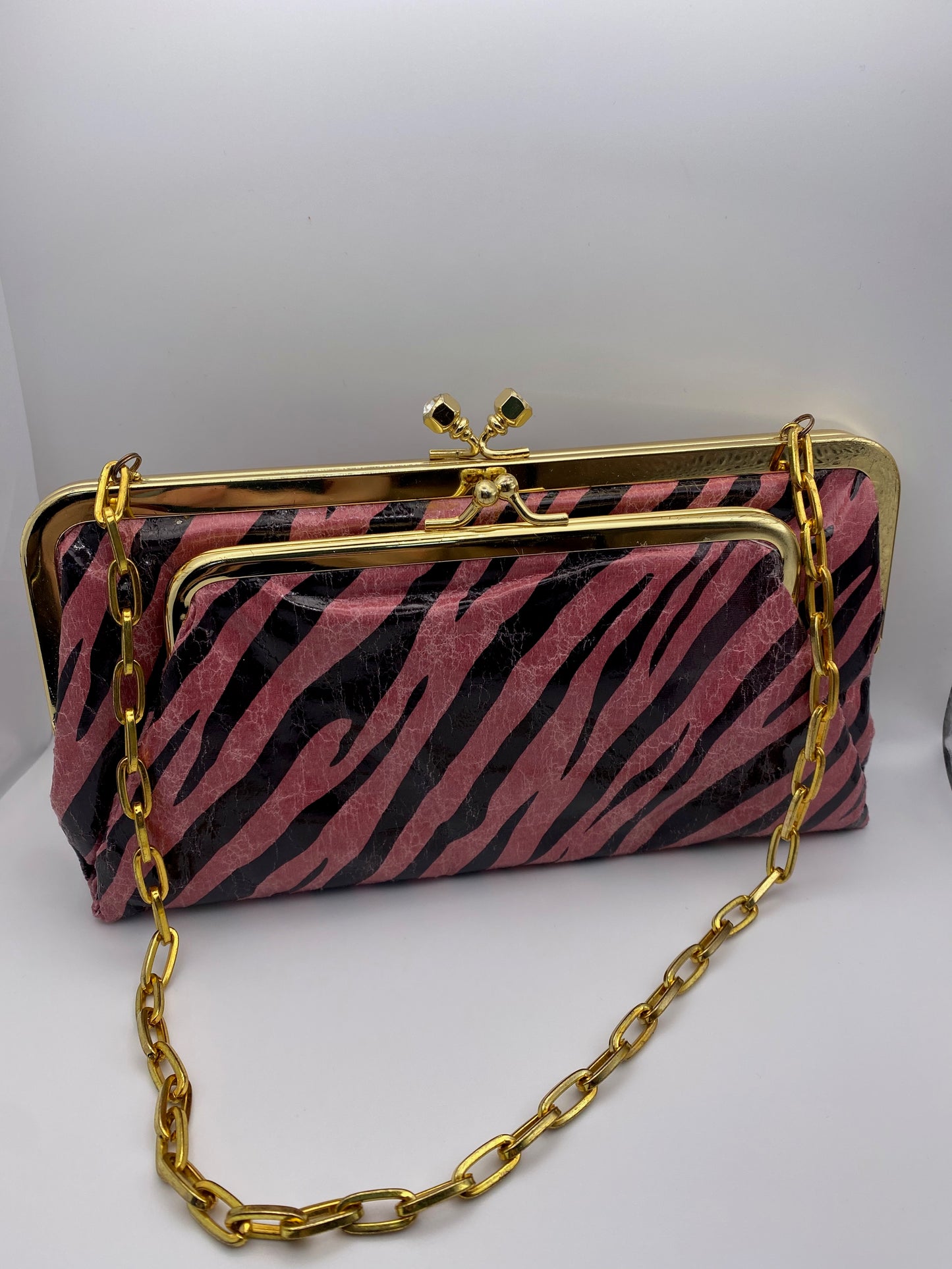 Vintage Pink Zebra Clutch