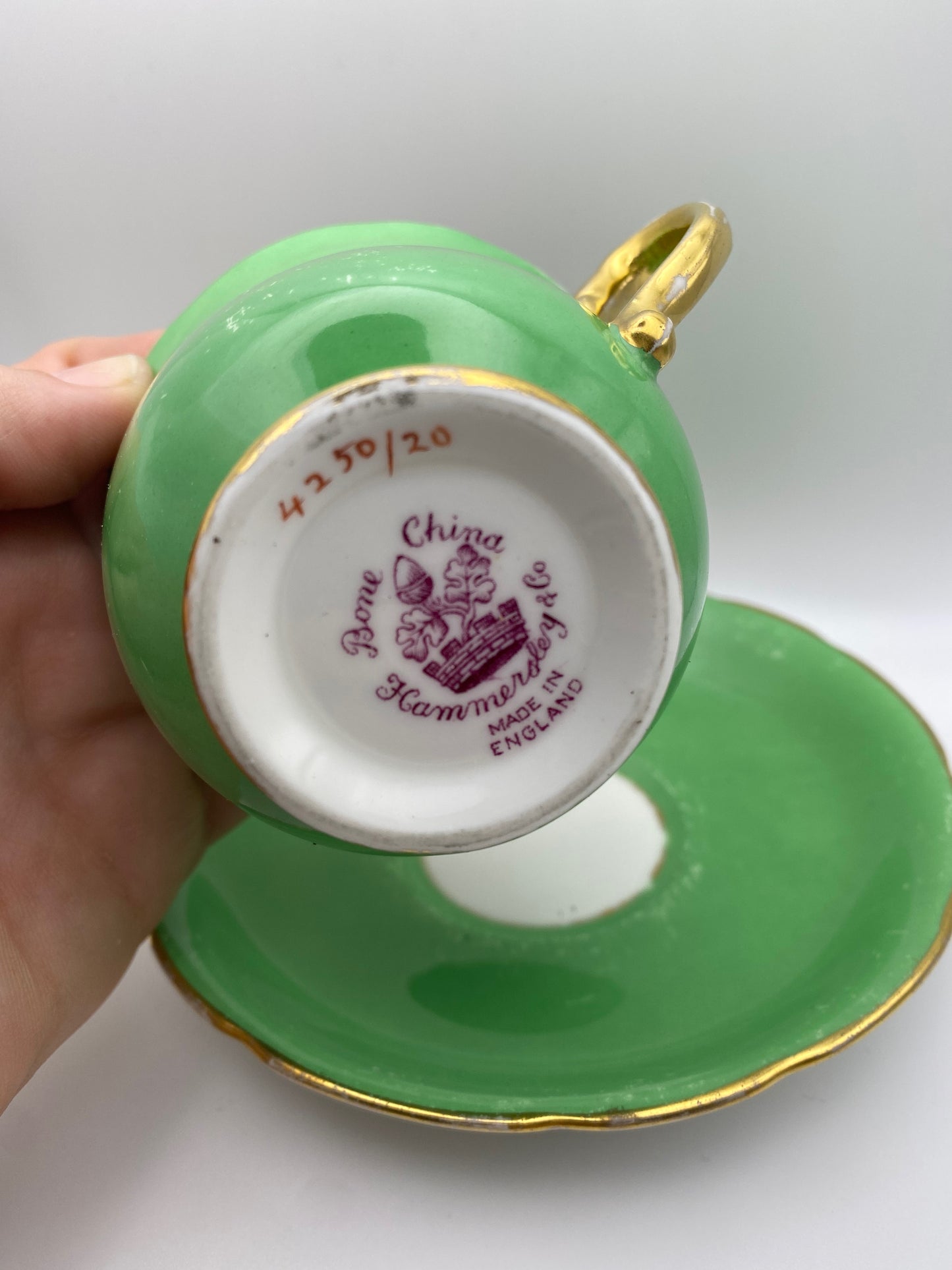 Paragon Green & Gold Bone China Tea Cup Set (Hammersley)